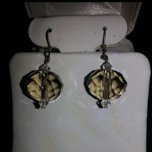 Beautiful Taupe/Grayish Swarovski Dangle Earrings